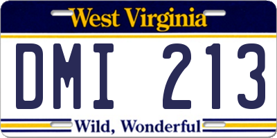 WV license plate DMI213