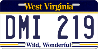 WV license plate DMI219