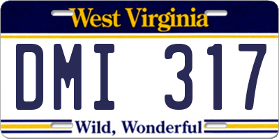 WV license plate DMI317