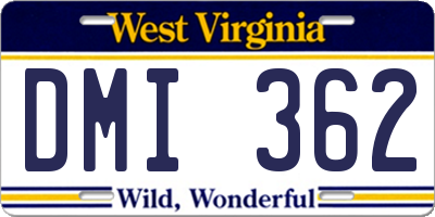 WV license plate DMI362