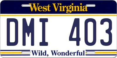 WV license plate DMI403