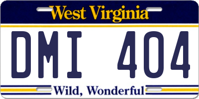 WV license plate DMI404