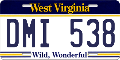 WV license plate DMI538