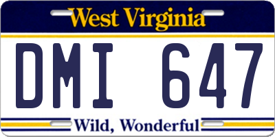 WV license plate DMI647