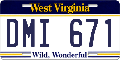 WV license plate DMI671