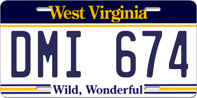 WV license plate DMI674