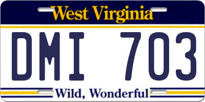 WV license plate DMI703