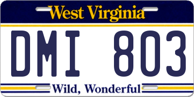 WV license plate DMI803