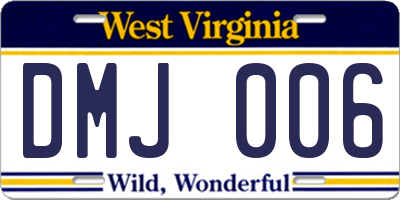 WV license plate DMJ006