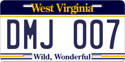 WV license plate DMJ007
