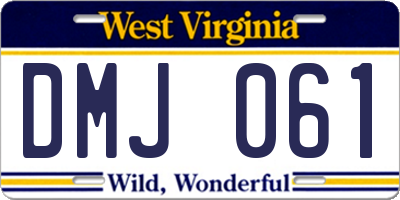 WV license plate DMJ061