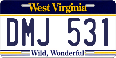 WV license plate DMJ531