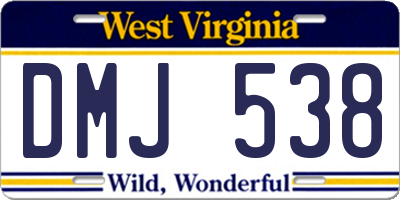 WV license plate DMJ538
