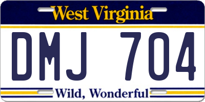 WV license plate DMJ704