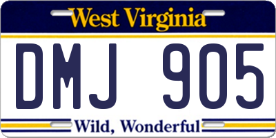 WV license plate DMJ905