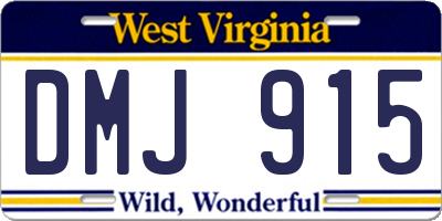 WV license plate DMJ915