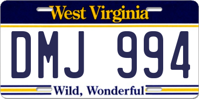 WV license plate DMJ994