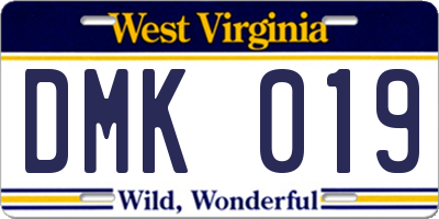 WV license plate DMK019