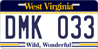 WV license plate DMK033
