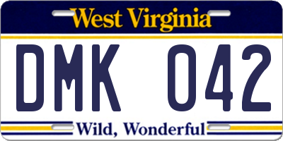 WV license plate DMK042