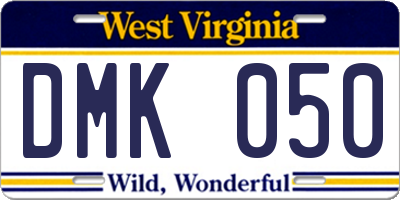WV license plate DMK050