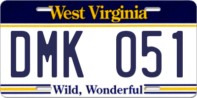 WV license plate DMK051