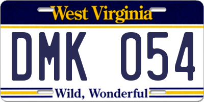 WV license plate DMK054