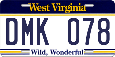 WV license plate DMK078