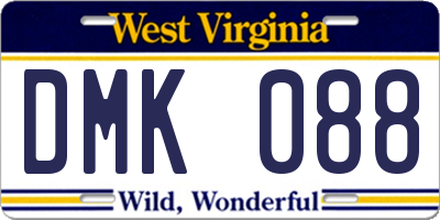 WV license plate DMK088