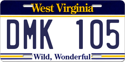 WV license plate DMK105