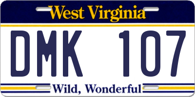 WV license plate DMK107