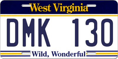WV license plate DMK130