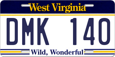 WV license plate DMK140