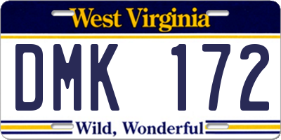 WV license plate DMK172