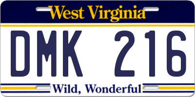 WV license plate DMK216