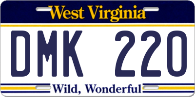 WV license plate DMK220