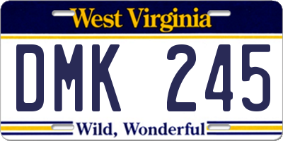WV license plate DMK245