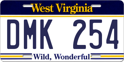 WV license plate DMK254