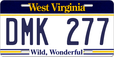 WV license plate DMK277