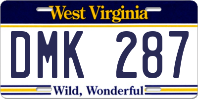 WV license plate DMK287
