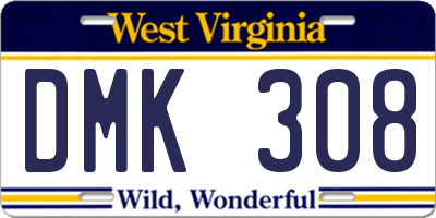 WV license plate DMK308