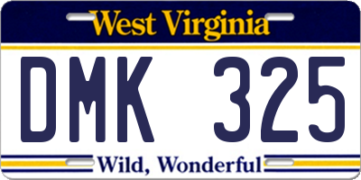 WV license plate DMK325