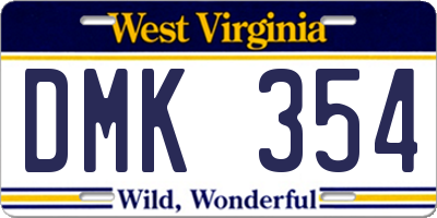 WV license plate DMK354