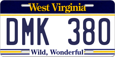 WV license plate DMK380