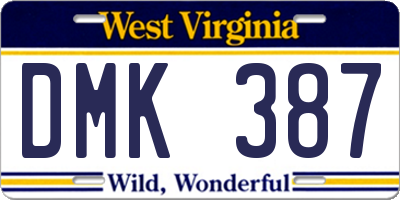WV license plate DMK387