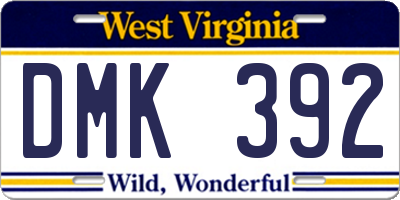 WV license plate DMK392