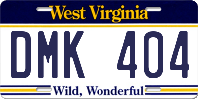 WV license plate DMK404