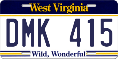 WV license plate DMK415