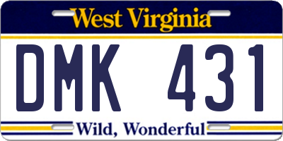 WV license plate DMK431