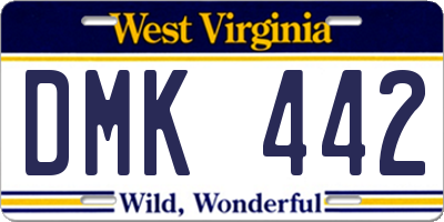 WV license plate DMK442